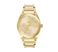 FOSSIL Montre Everett pour Homme, Mouvement chronographe à Quartz avec Bracelet en Acier Inoxydable ou en Cuir, Ton Or, 44 mm