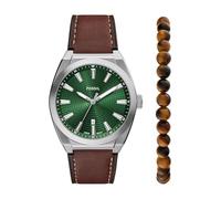 FOSSIL Montre Everett pour Homme, Mouvement Date à Trois Aiguilles à Quartz avec Bracelet en Acier Inoxydable ou en Cuir