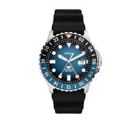 Fossil Montre GMT Bleue pour Homme, Mouvement Date à Trois Aiguilles avec Bracelet en Acier Inoxydable ou en Silicone