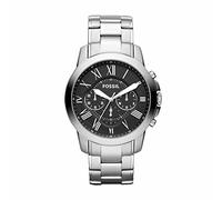 Fossil Montre Grant pour Homme, mouvement chronographe à quartz avec bracelet en acier inoxydable, Argenté et noir, 44 mm