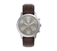 Fossil Montre Neutra pour Homme, Mouvement chronographe à Quartz avec Bracelet en Cuir, Marron et Argent, 44 mm