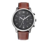 Fossil Montre pour homme Neutra Chrono, mouvement chronographe à quartz, boîtier en acier inoxydable fumé de 44 mm avec bracelet en cuir, FS5512