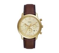 FOSSIL Montre Neutra pour Homme, Mouvement chronographe à Quartz avec Bracelet en Cuir, Marron et Or, 44 mm