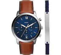 Fossil Montre Neutra pour homme, mouvement chronographe à quartz avec bracelet en cuir, Marron et set bleu, 44 mm