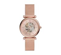 Fossil Montre pour Femme Carlie Mini Automatic, mouvement automatique, boîtier en acier inoxydable or rose 28 mm avec bracelet en maille d'acier inoxydable, ME3188