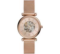 Fossil Montre pour Femme Carlie Mini Automatic, mouvement automatique, boîtier en acier inoxydable or rose 28 mm avec bracelet en maille d'acier inoxydable, ME3188