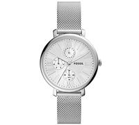 Fossil Montre pour Femme Jacqueline Multifunction, Mouvement Multifonction, Boîtier en Acier Inoxydable Argenté de 38 mm avec Bracelet en Maille D'Acier Inoxydable, ES5099