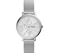 Fossil Montre pour Femme Jacqueline Multifunction, Mouvement Multifonction, Boîtier en Acier Inoxydable Argenté de 38 mm avec Bracelet en Maille D'Acier Inoxydable, ES5099