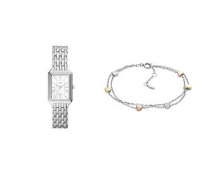 Fossil Montre pour Femmes, avec Bracelet en Acier Inoxydable, ES5221 + Bracelet en Acier Inoxydable Tricolore, JF02854998