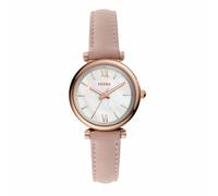 Fossil Montre pour femmes Carlie Mini, mouvement à quartz, boîtier en acier inoxydable or rose 28 mm avec bracelet en cuir, ES4699
