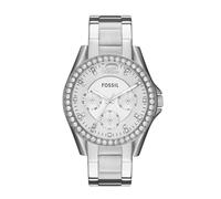 Fossil Montre pour femmes Riley, mouvement multifonction à quartz, boîtier en acier inoxydable argenté de 38 mm avec bracelet en acier inoxydable, ES3202