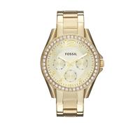 Fossil Montre pour femmes Riley, mouvement quartz multifonctions, 38mm, boîtier en acier inoxydable or et bracelet en acier inoxydable, ES3203