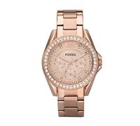 Fossil Montre pour femmes Riley, mouvement quartz multifonctions, boîtier en acier inoxydable or rose 38 mm avec bracelet en acier inoxydable, ES2811