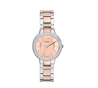 Fossil Montre pour femmes Virginia, mouvement à quartz, boîtier en acier inoxydable argenté de 30 mm avec bracelet en acier inoxydable, ES3405