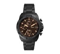 Fossil Montre pour homme 44mm Bronson, mouvement chronographe à quartz, boîtier en acier inoxydable noir de 44mm avec un bracelet en acier inoxydable, FS5851