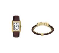 Fossil - Montre pour Homme Carraway et Bracelet en Cuir All Stacked Up - Mouvement à Trois Aiguilles, Montre en Acier Inoxydable Ton Or