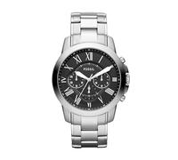 Fossil Montre pour Homme Grant, Mouvement chronographe à Quartz, boîtier en Acier Inoxydable argenté de 44 mm avec Bracelet en Acier Inoxydable, FS4736IE