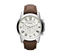 Fossil Montre pour Homme Grant, Taille de boîtier de 44 mm, Mouvement Chronographe à Quartz, Bracelet en Cuir véritable