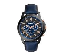 Fossil Montre pour Homme Grant, Taille de boîtier de 44 mm, Mouvement Chronographe à Quartz, Bracelet en Cuir véritable