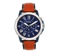 Fossil Montre pour Homme Grant, Taille de Boîtier de 44 mm, Mouvement Chronographe à Quartz, Bracelet en Cuir Véritable