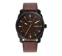Fossil Montre pour homme Machine, mouvement à quartz, boîtier en acier inoxydable noir de 42 mm avec bracelet en cuir ProPlanet, FS5901