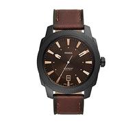 Fossil Montre pour homme Machine, mouvement à quartz, boîtier en acier inoxydable noir de 49 mm avec un bracelet en cuir ProPlanet, FS5972