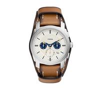Fossil Montre pour Homme Machine, Mouvement Chronographe, Boîtier en Acier Inoxydable Argenté de 42 mm avec Bracelet en Cuir Proplanet, Fs5922