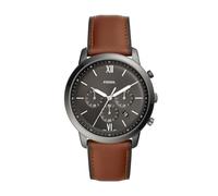Fossil Montre pour homme Neutra Chrono, mouvement chronographe à quartz, boîtier en acier inoxydable fumé de 44 mm avec bracelet en cuir, FS5512