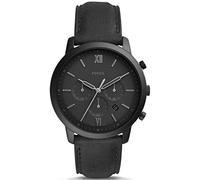 Fossil Montre pour homme Neutra Chrono, mouvement chronographe à quartz, boîtier en acier inoxydable noir de 44 mm avec bracelet en cuir, FS5503