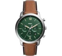Fossil Montre pour homme Neutra, mouvement à quartz, boîtier en acier inoxydable brun de 44 mm avec bracelet en cuir ProPlanet, FS5963