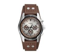 Fossil Montre pour hommes Coachman, mouvement chronographe à quartz, boîtier en acier inoxydable de 45 mm avec bracelet en cuir véritable, CH2565