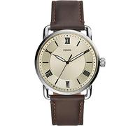 Fossil Montre pour hommes Copeland 42mm, mouvement à quartz, boîtier en acier inoxydable argenté de 42mm avec bracelet en cuir, FS5663