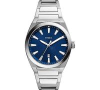 Fossil Montre pour hommes Everett 3 Hand, mouvement à quartz, boîtier en acier inoxydable argenté de 42 mm avec bracelet en acier inoxydable, FS5822
