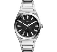 Fossil Montre pour hommes Everett 3 Hand, mouvement à quartz, boîtier en acier inoxydable argenté de 42 mm avec bracelet en acier inoxydable, FS5821