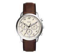 FOSSIL Neutra Montre pour Homme, Mouvement Chronographe avec Bracelet en Acier Inoxydable ou en Cuir, Marron et Crème, 44mm