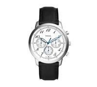FOSSIL Neutra Montre pour Homme, Mouvement Chronographe avec Bracelet en Acier Inoxydable ou en Cuir, Noir et Blanc, 44mm