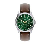 Fossil Pearson Montre Homme, Mouvement Multifonction Quartz avec bracelet en acier inoxydable ou cuir, Vert et ton argenté, 42 mm