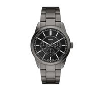 Fossil Pearson Montre Homme, Mouvement Multifonction Quartz avec Bracelet en Acier Inoxydable ou Cuir, Gris Gunmetal, 42 mm