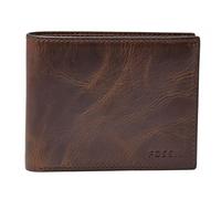 Fossil Portefeuille pour hommes Derrick, Portefeuille en cuir marron foncé 11,43 cm L x 1,9 cm l x 8,89 cm H ML3681201