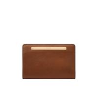 Fossil Portefeuille Multifonction en Cuir Liza pour Femme, Marron avec Or, Taille Unique