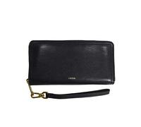 Fossil Portefeuille pour femme Logan, Cuir et polyuretane Trim Zip Clutch noir 19.7 cm L x 1.9 cm W x 10.2 cm H SL7831001