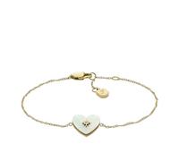 FOSSIL Radiant Love Bracelet de station en forme de cœur en acier inoxydable ton or avec nacre pour femmes, JF04733710
