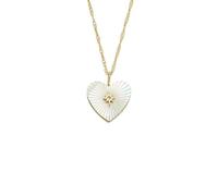 Fossil Radiant Love Collier avec pendentif en forme de cœur en acier inoxydable avec nacre dorée pour femme, JF04731710