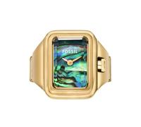 FOSSIL Raquel Bague de Montre à Quartz pour Femme avec Bracelet en Acier Inoxydable, Ton doré et Bleu pétrole, 14 mm