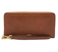 FOSSIL RFID Zip Around Embrayage Brown