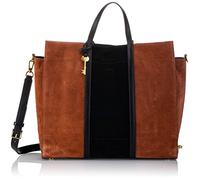 Fossil Sac pour femmes Carmen, Cuir/cuir, polyuréthane, garniture en daim Fourretout brun/noir 38,1 cm L x 15,9 cm l x 33 cm H ZB7891199