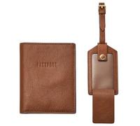 Fossil SLG1597200 Coffret Cadeau pour Femme en Cuir LiteHide avec étui pour Passeport et étiquette de Bagage, Marron, 10.8 cm L x 1.3 cm W x 14 cm H, Décontracté