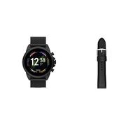 Fossil Smartwatch Gen 6, Acier Inoxydable de Couleur Noire avec Bracelet en Maille d'acier Inoxydable de Couleur Noire, FTW4066 + Bracelet en Cuir de 22mm pour Homme