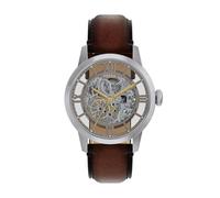 Fossil Townsman Watch for Men, Automatic three hand movement with Stainless steel or Leather Strap, Marron et argent, 44 mm