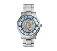 Fossil Townsman Watch for Men, Automatic three hand movement with Stainless steel or Leather Strap, Ton argenté, 44 mm